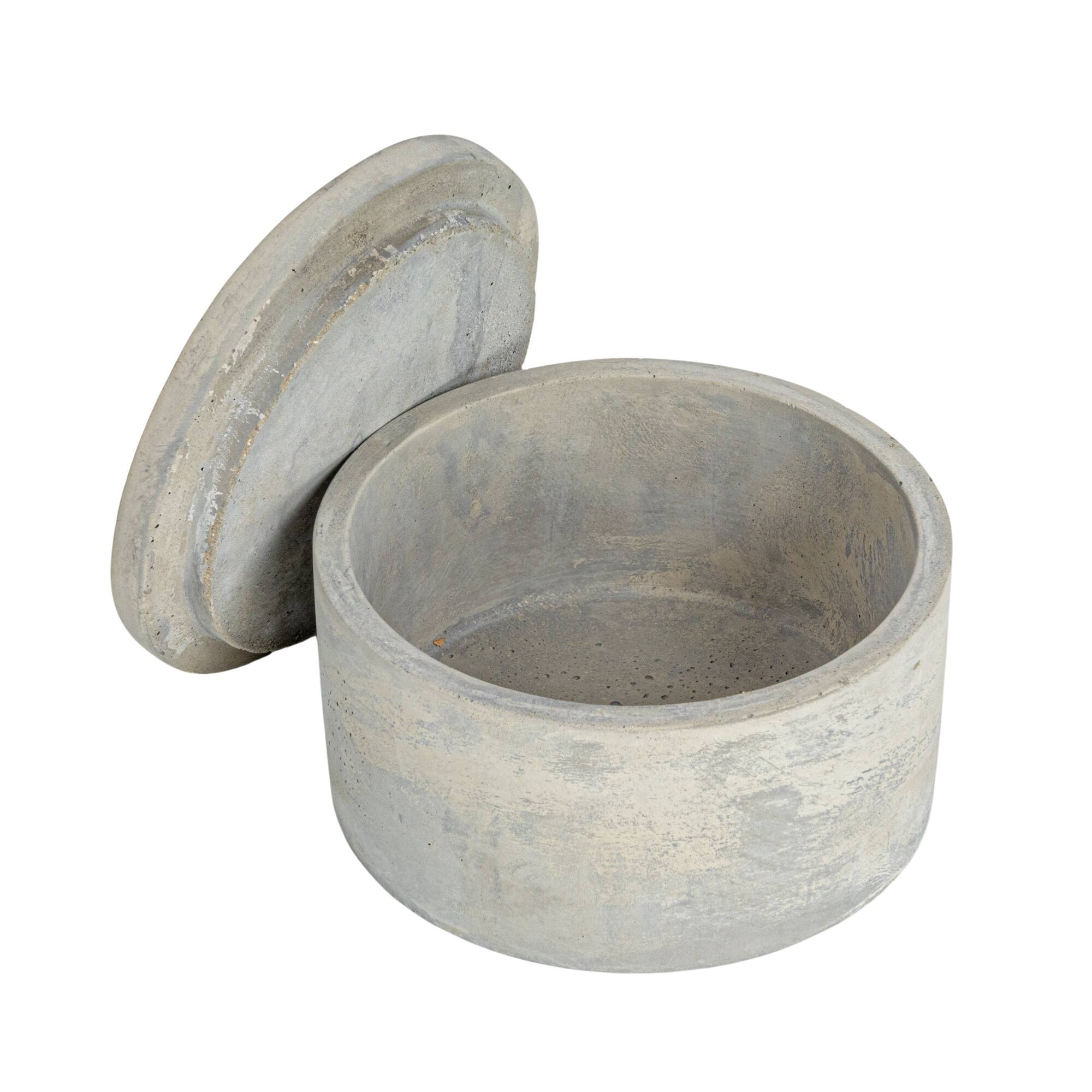 Hello Honey® Gray Round Decorative Cement Boxes with Lids Set